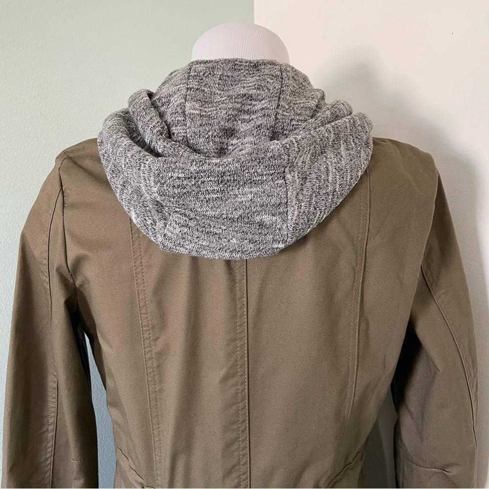 Love Tree Women’s Hooded Double Zip Army Green Utility Jacket Size Small - Picture 11 of 13